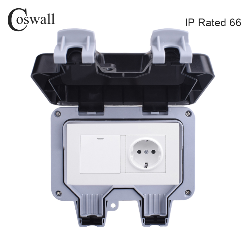 Outdoor Power Outlet Weatherproof - Coswall-tomada de parede resistente às intempéries,
