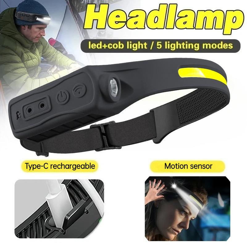 Outdoor Power Head - Poderoso cob led sensor farol recarregável