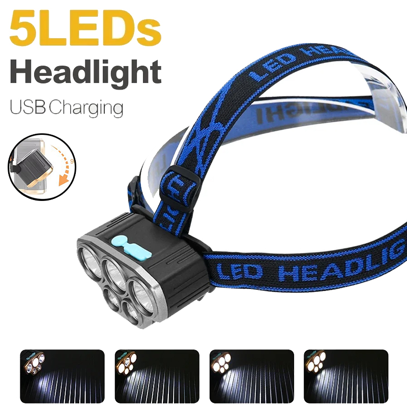Outdoor Power Head - Lanterna de Cabeça Recarregável com 5