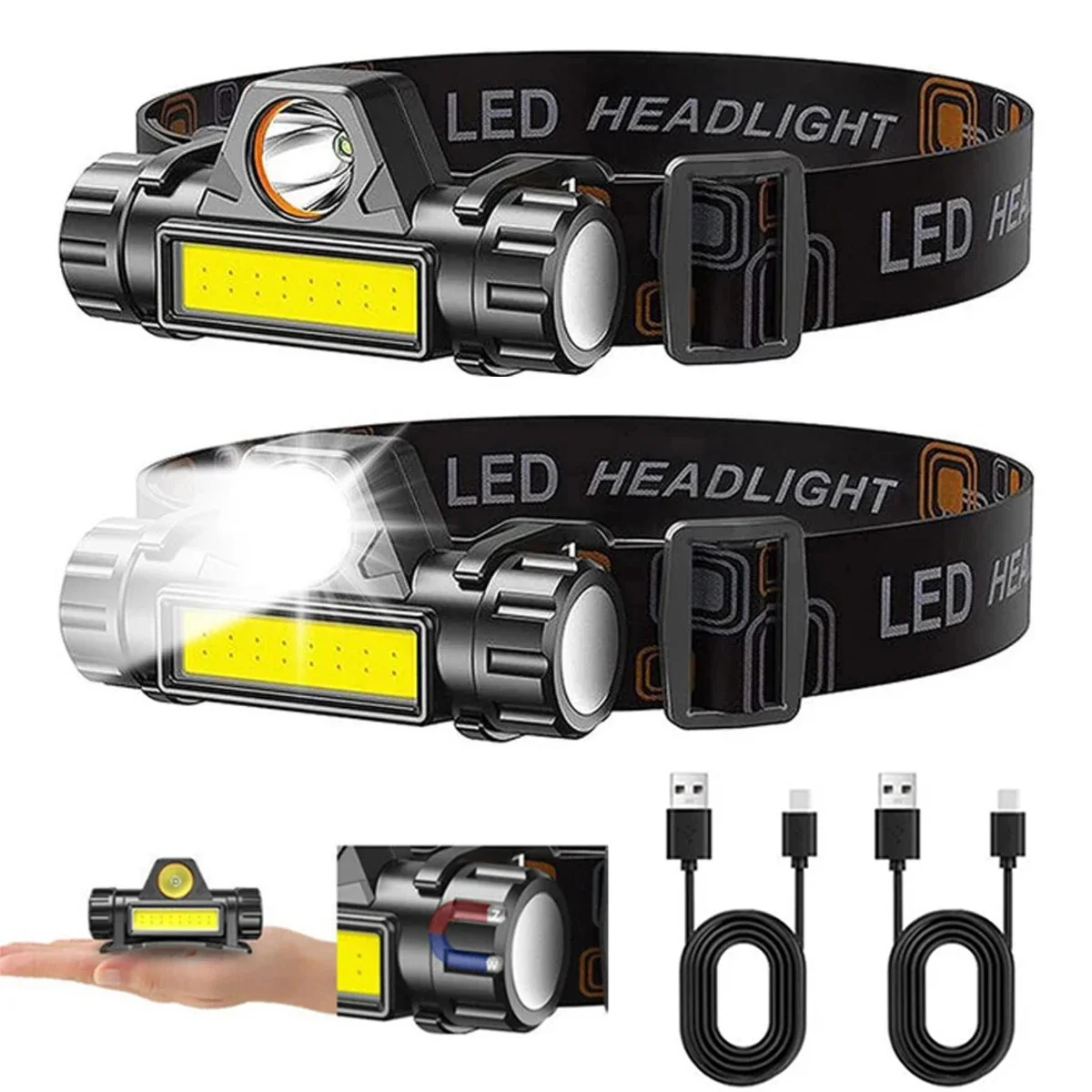 Outdoor Power Head - 1-3 pçs recarregável cob led farol