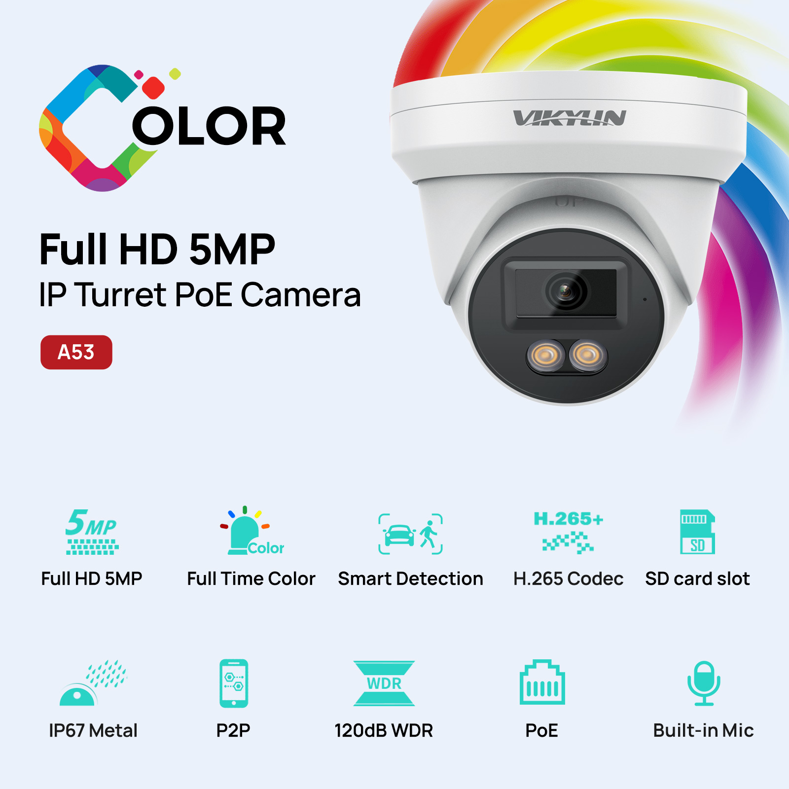 Outdoor Power G Motion - Câmera de Segurança IP VIKYLIN 5MP