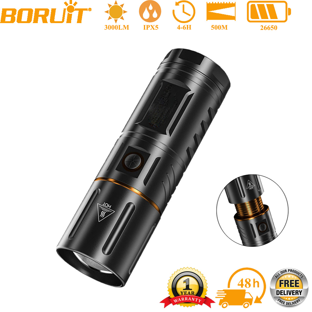 Outdoor Powerbank - Lanterna LED BORUiT Ultra Brilhante 3000LM,