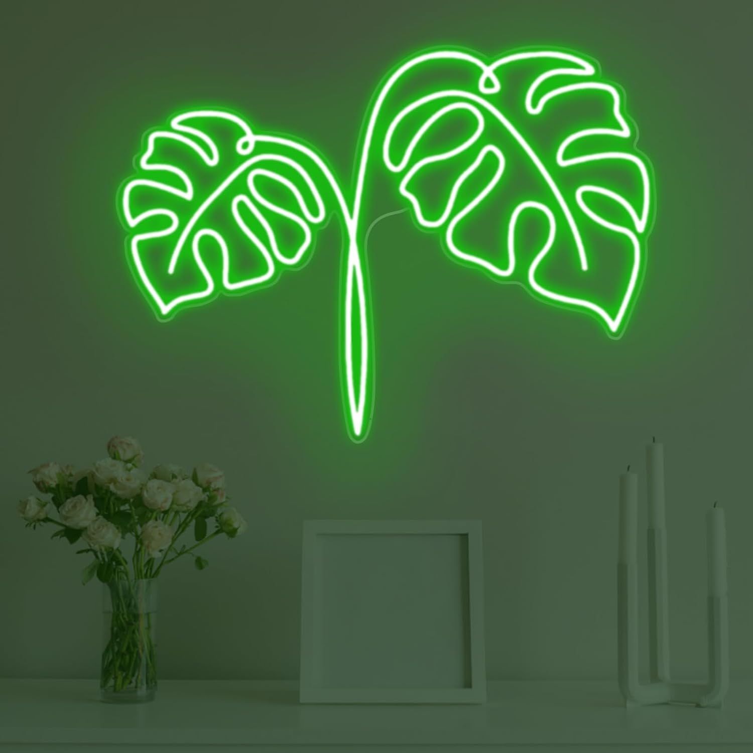 Outdoor Power And Plant - Letreiro Neon Folha de Monstera com