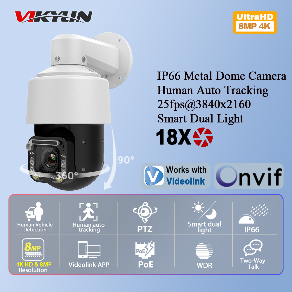 Outdoor Power G Motion - Câmera IP PTZ Vikylin 4K 8MP
