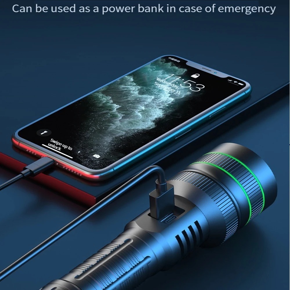 Lanterna LED poderosa com zoom - Outdoor Powerbank avaliação e preço